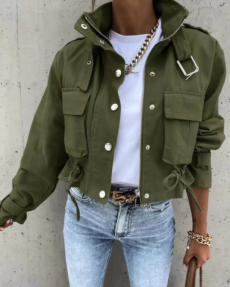 2023 Autumn Women Geometric Jackets Tops Vintage Print Long Sleeve Button Jacket Coat Ladies Leisure Outerwear Short Tops Aviola