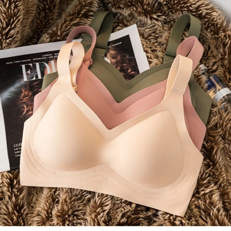 3Pcs/Set Seamless Bras For Women Padded Bra Non-wire Underwear Sexy Lingerie Wide shoulder Straps Brassiere Soft Tops Intimates Aviola