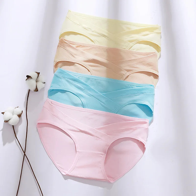4pcs Maternity underwear women cotton low waist support breathable summer plus size briefs full cotton crotch women's underwear Aviola
