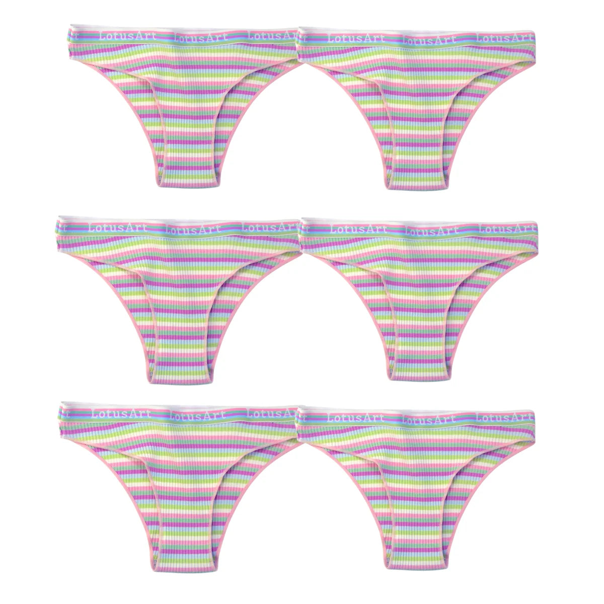 6PCS/Set Cotton Panties For Women Striped Briefs Low Waist Bottoms Female Sports Underpants Seamless Underwear Sexy Lingerie Aviola