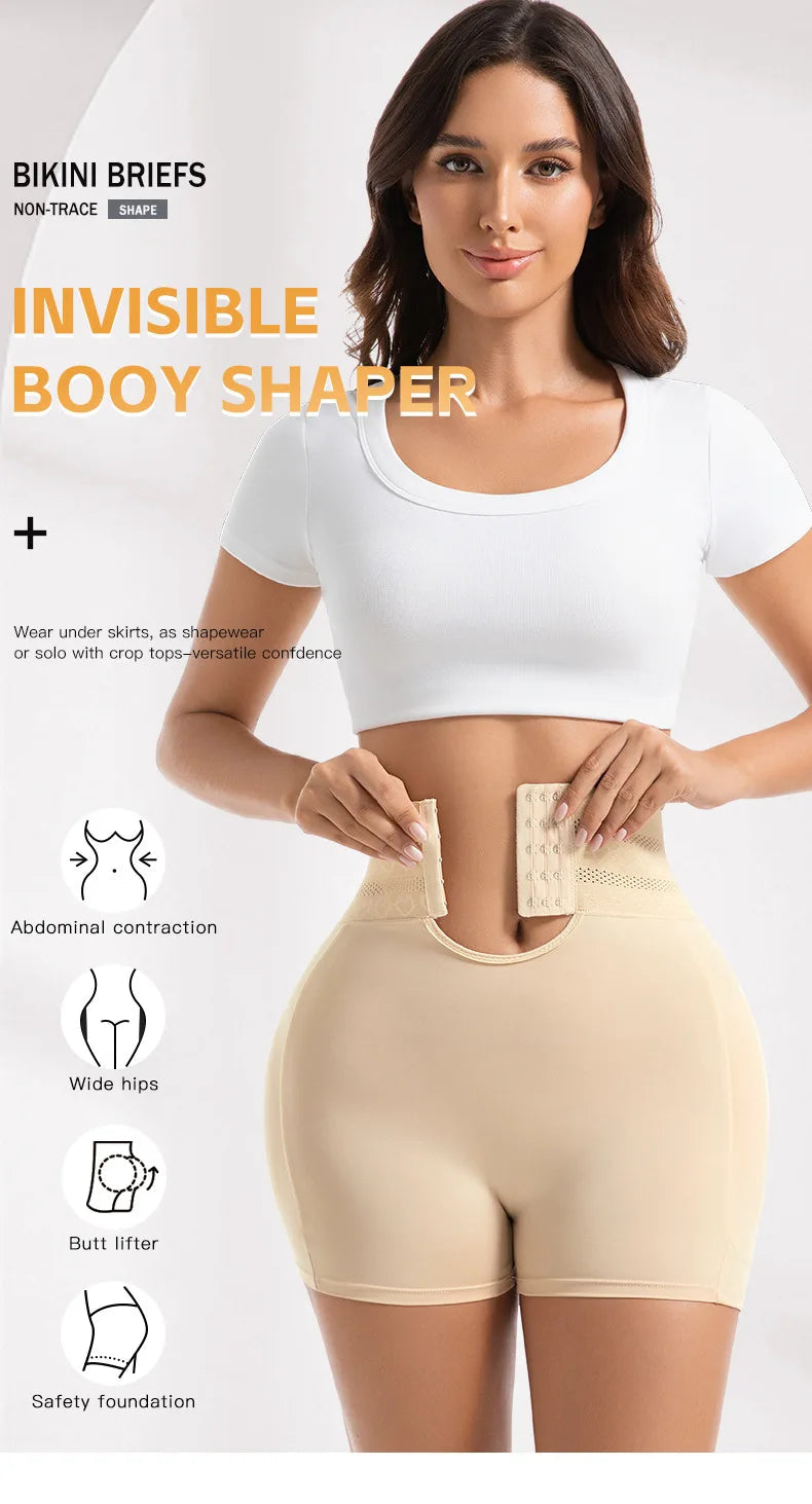 4 Pads Body Shaper Women Hip and Butt Lifter Shapewear Tummy Control Panties Waist Trainer with 3-Row Hooks Slimming Underwear Aviola