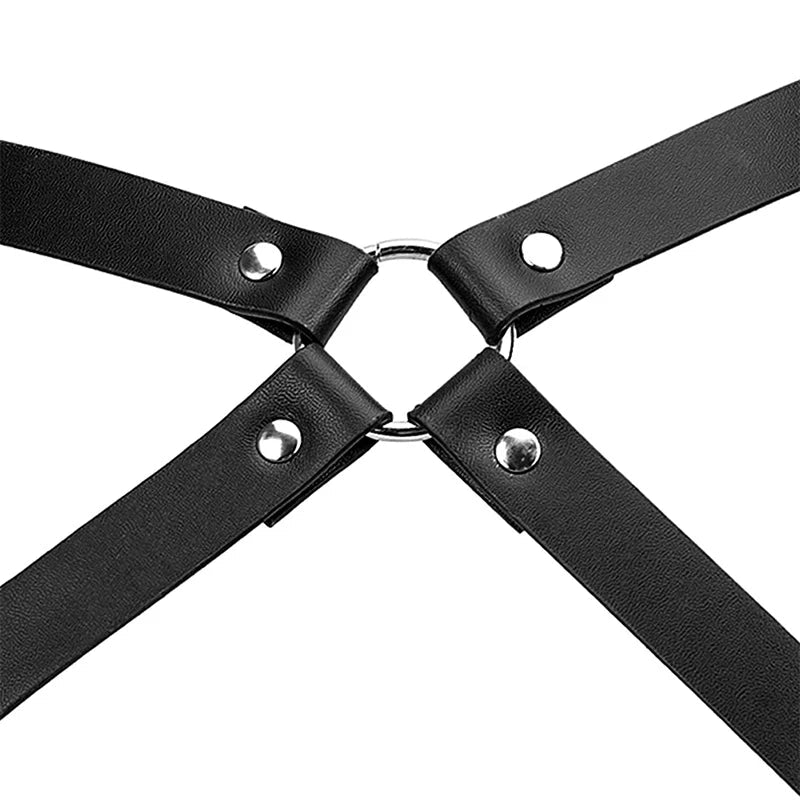 Gothic PU Leather Harness Buttock Garters Sexy Women's Lingerie Set BDSM Body Bondage Leg Harness Fetish Erotic Underwear Sets Aviola