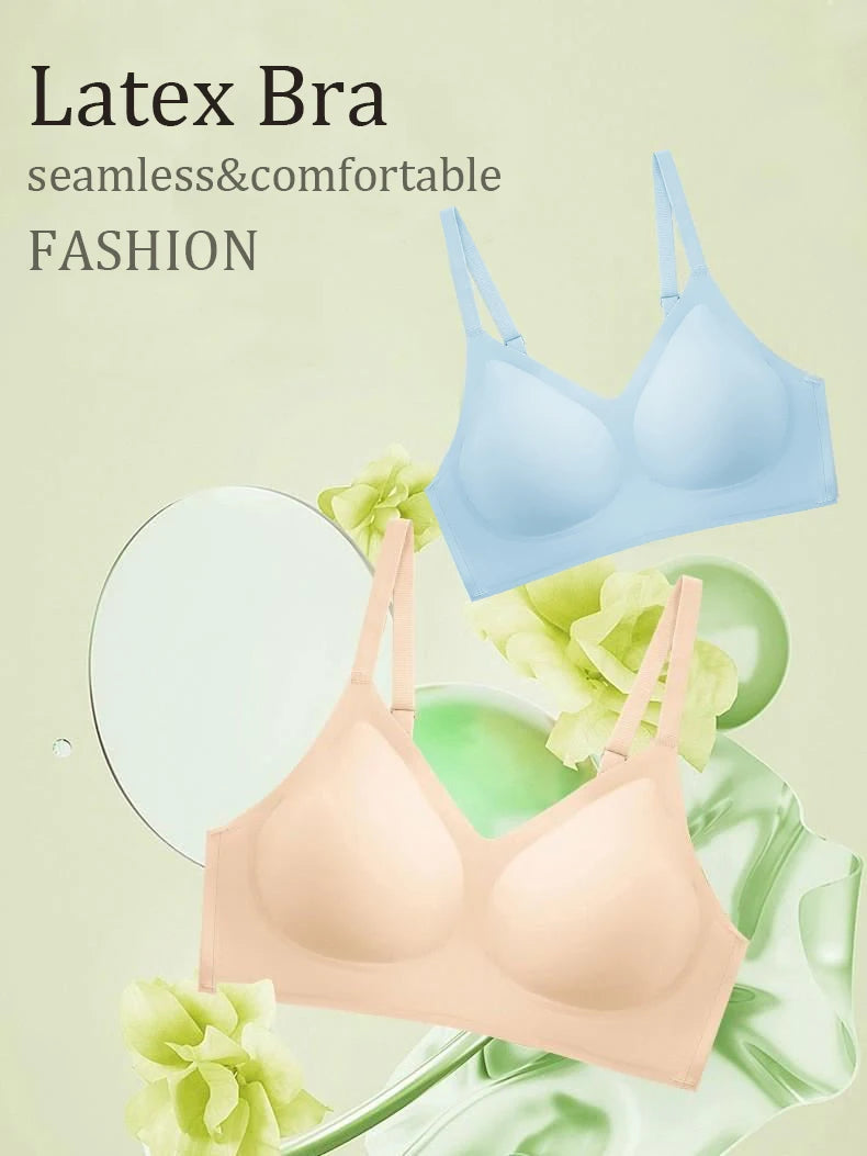 Latex Seamless Women Bras Wireless Comfortable Sports Bra Nylon Fabric One-piece Small Bust Gathered Bralette Female Underwear Aviola