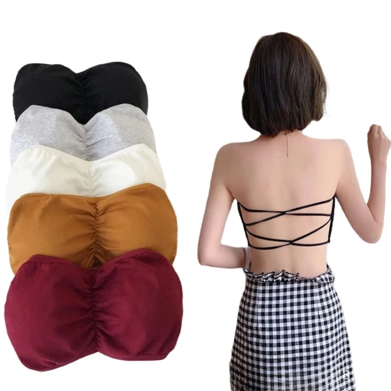 Strapless Bra Tube Top Women Cross Back Bralette Wireless Invisible Bra Seamless Underwear Female Lingerie Sexy Cotton Crop Top Aviola
