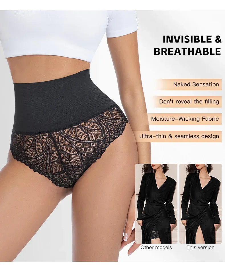 Women's Lace Tummy Control Panties High Waist Slimming Shaper Briefs Sexy Body Shapewear with Butt Lifting and Hourglass Fit Aviola