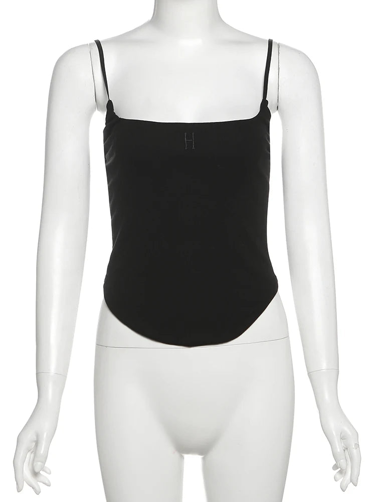 Nibber Low-Neck Camisole Women Irregular Hem Skinny High Elasticity Sleeveless Backless Daily Versatile Sexy Simple Mini Tops Aviola