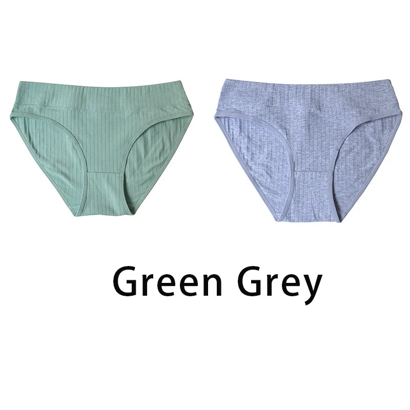 2PCS/Set Women Plus Size Seamless Cotton Panties Daily Underwear Sexy Female Rib Underpants Girls Comfort Briefs Lingerie 835 Aviola