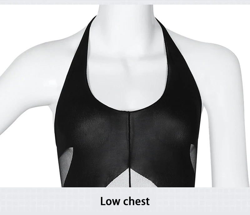 Erotic Lingerie Women Transparent Bra Set Sexy Catsuit Open Crotch Body Stockings Halter Backless Bodysuit Teddy Underwear Set Aviola