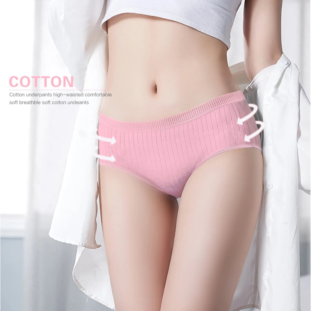 5pcs/pack Women's Stretchy Cotton Panties Oversize Anti-bacterial Briefs Lingerie Aviola