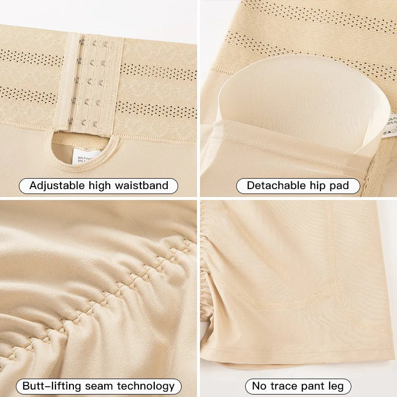 4 Pads Body Shaper Women Hip and Butt Lifter Shapewear Tummy Control Panties Waist Trainer with 3-Row Hooks Slimming Underwear Aviola