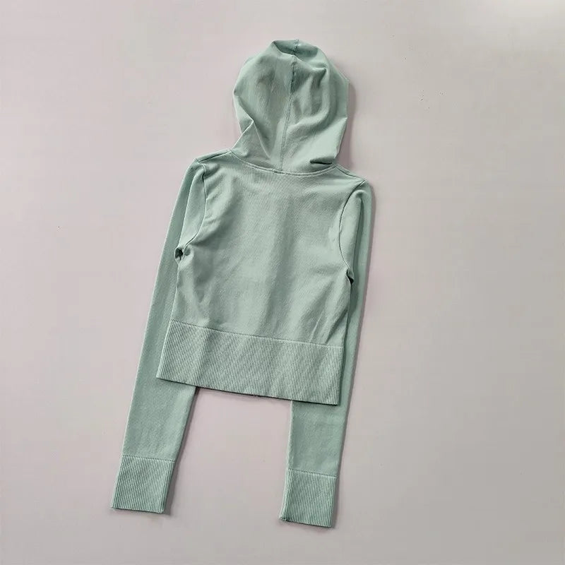 2022 Women Hoodie Sports Jacket Long Sleeve Yoga Shirt Winter Gym Top Running Coats Zipper Jacket  Fitness Clothing Top Aviola