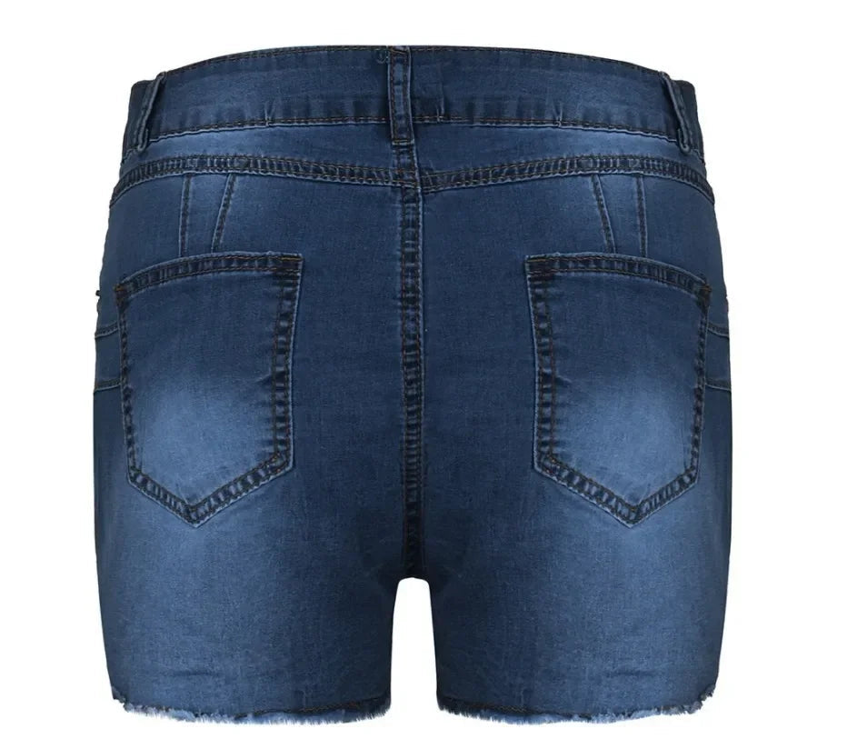 Shorts Denim Washed Women Jeans Tassel Solid High Waist Pockets Sexy Skinny Distressed 2025 Vintage Streetwear Spliced Aviola