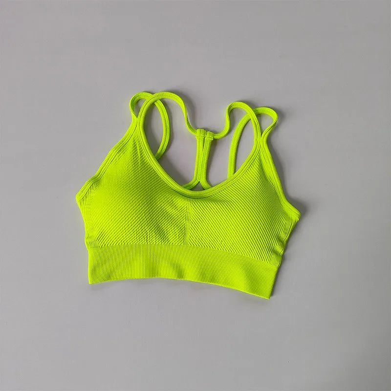 Women Breathable Sports Bra  Anti-sweat Fitness Top  Seamless Yoga Bra Gym Crop Top Brassiere Push Up Sport Bra Gym Workout Top Aviola