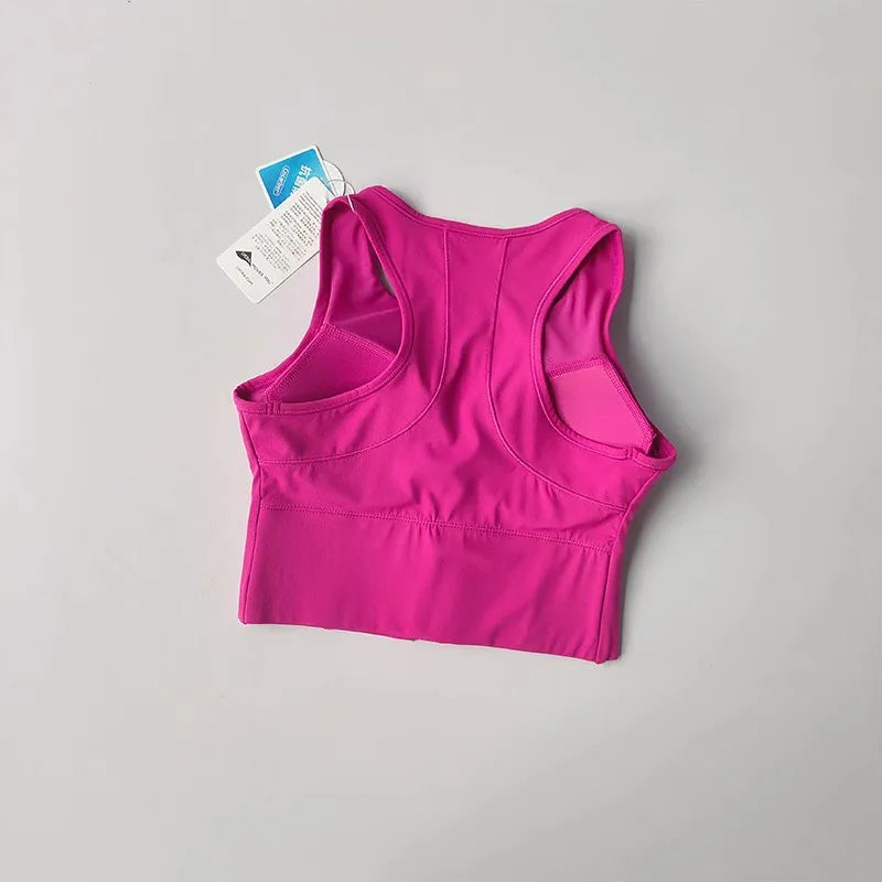 Women's High Impact Sports Bra Top Front Zipper Breathable Shockproof Fitness Vest for Running Gym Wear Yoga Brassiere Aviola