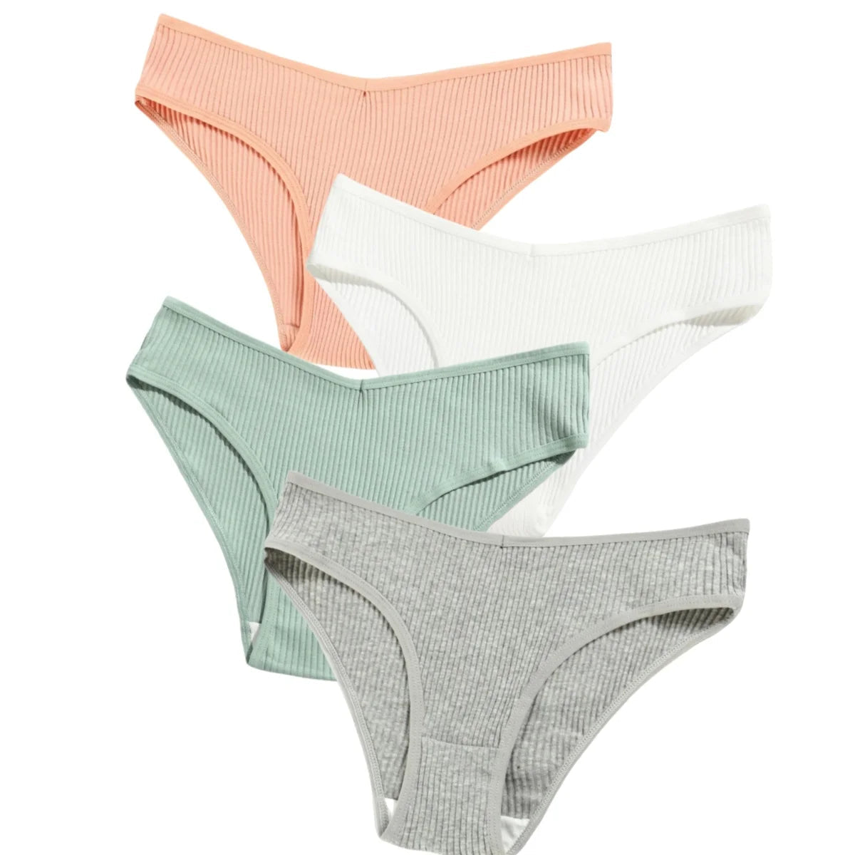 4Pcs/Set Seamless Panties Cotton Briefs Low Waist Bikini Panty Sports Underwear Breathable Solid Color Ribbed Underpants Aviola