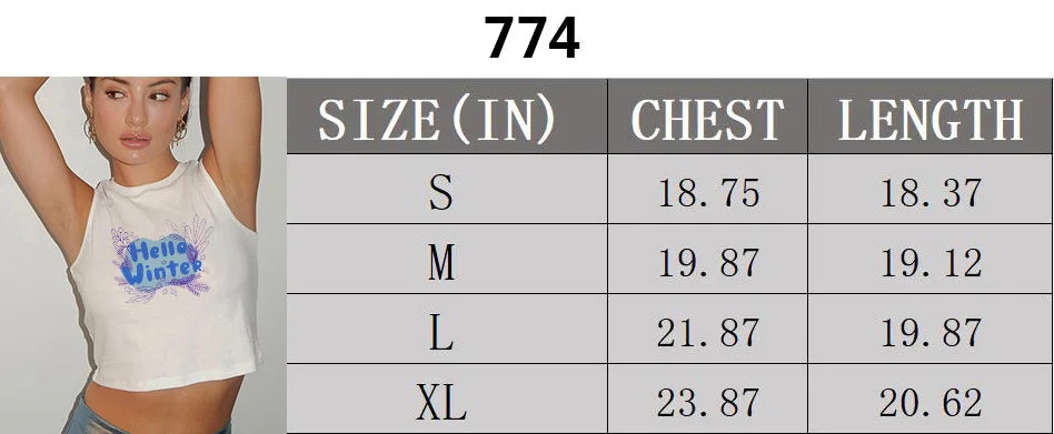 2024 Europe and the United States street new print season art text short sleeve women Y2K women's T-shirt vest halter Aviola