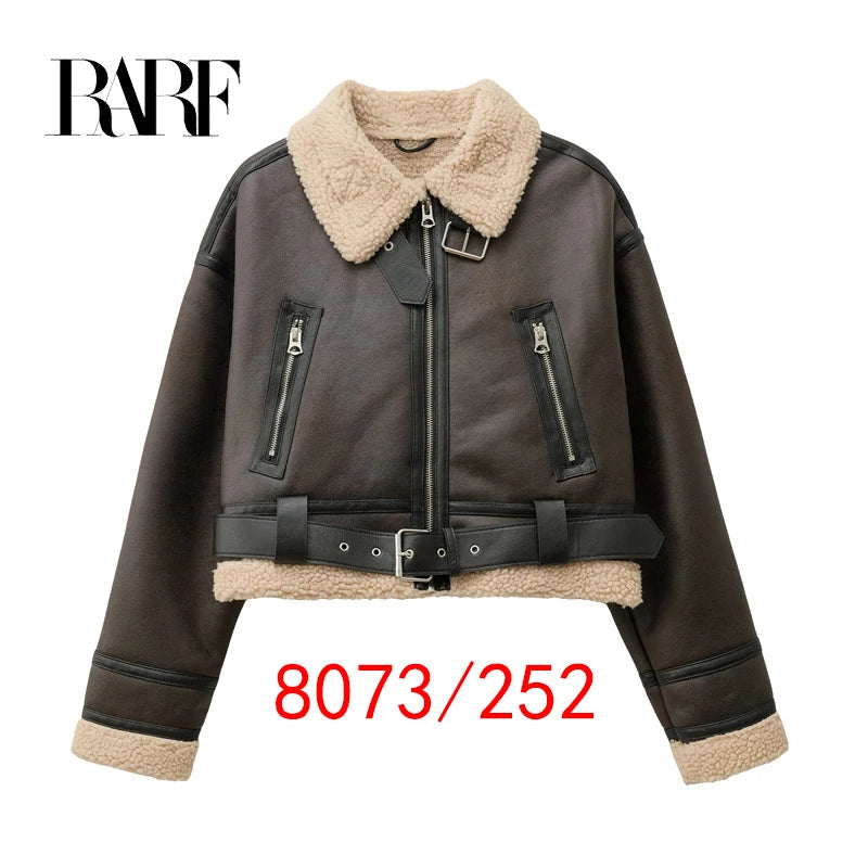 RARF Autumn/Winter 2024 New Women's double-sided short lapel long-sleeved Jacket for women Thickened thermal top Aviola