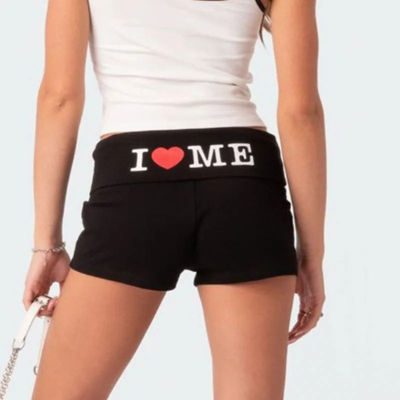T2K European and American street style short letter print new basic versatile casual shorts Aviola