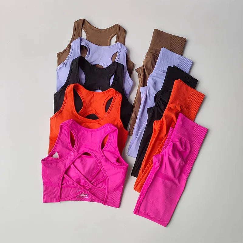 Seamless High Waist Leggings Tracksuit for Women, Yoga Sets, Sportswear, Workout, Sports Bra, Gym Clothing Aviola