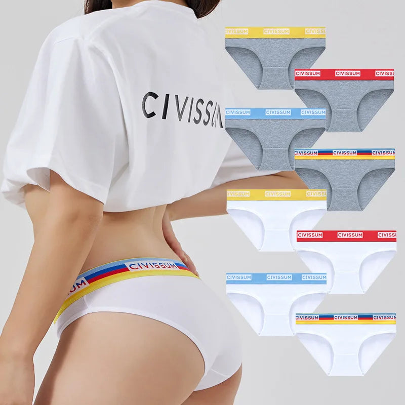 Women 100% Cotton Sexy Rainbow Panties Female Low Waist Underwear Classic Design Lingerie Girls Cute Briefs Aviola