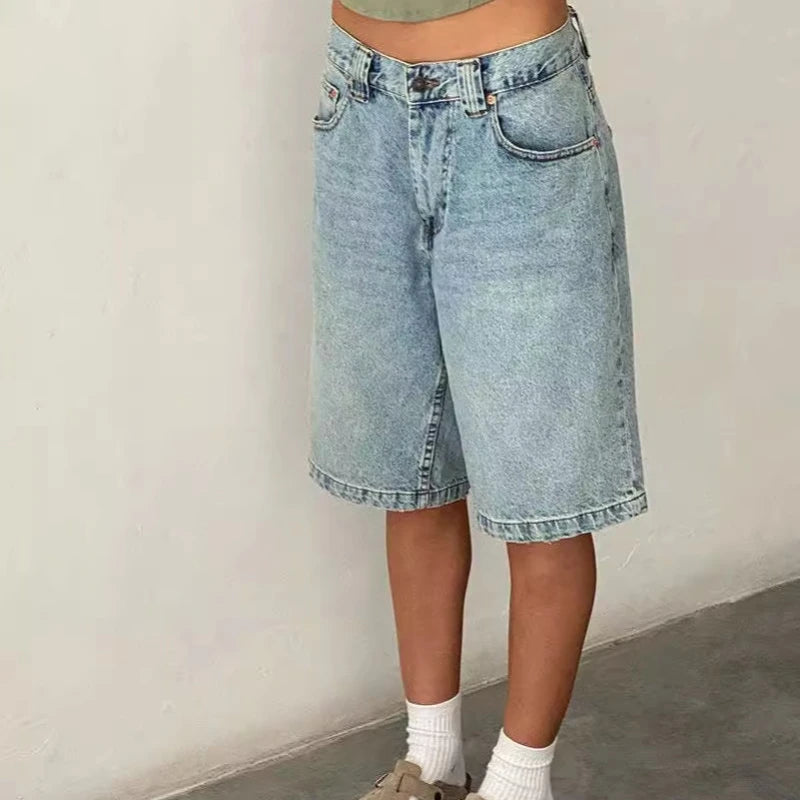 Denim Pant Women Wide Leg Jeans Calf Length Pants High Waist Straight Trousers Y2k Streetwear Mom Jeans Casual Loose Summer Aviola