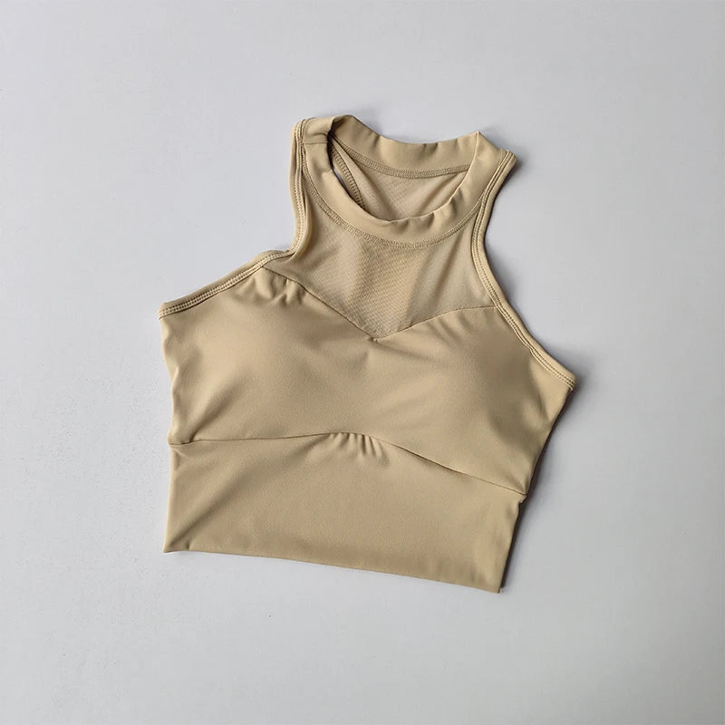 Women Breathable Mesh Shockproof Padded Gym Running Seamless Fitness Yoga Vest Gym Bra Tops Sexy Sports Bras for Women Gym Top Aviola