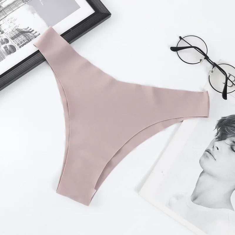 4Pcs/Set Seamless Panties Women Low Rise V-Shaped Briefs Ice Silky Quick-Drying Sport Female Underpants Underwear Aviola
