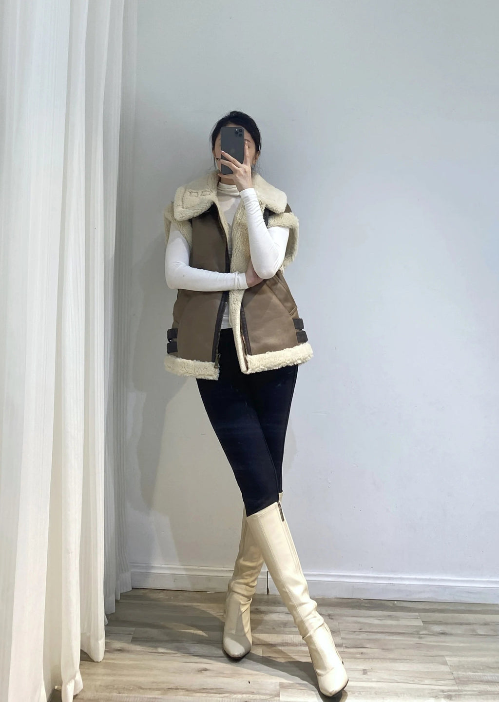 RARF 2024 autumn winter new ladies warm fur integrated sleeveless fleece stitching coat vest jacket Aviola