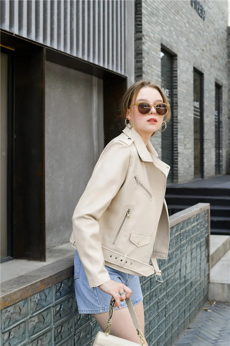 RARF Spring and Autumn 2024 The new belt detachable epaulet motorcycle jacket leather jacket Aviola
