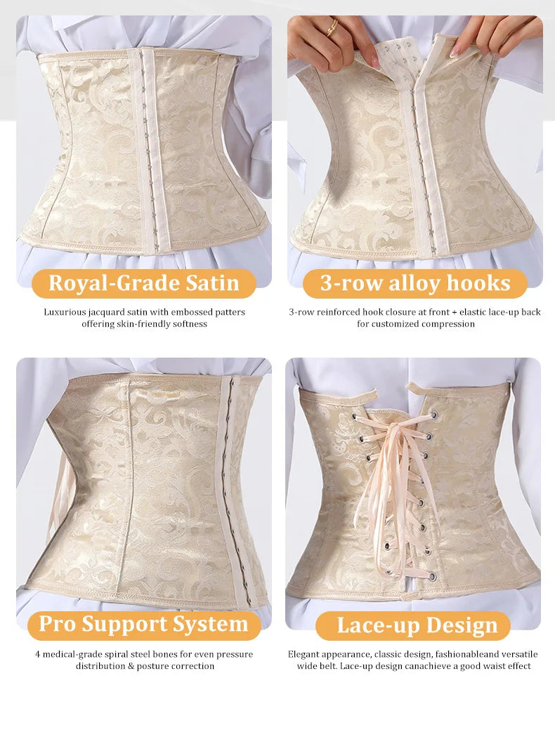 European Style Corset Shapewear Women with 3-Row Buckles Waist Trainer Bodice Slimming Bust Lifter Tight Fit Fashion Shaping Top Aviola