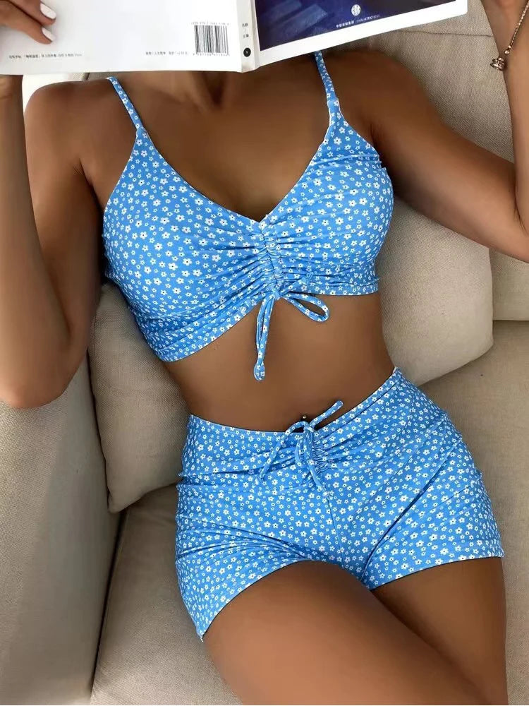 2025 High Waist Bikini Swimsuit Women Push Up Bikini Floral Swimsuit Print Bikini boxers Swimwear Swim Trunks Bathing Suit Aviola