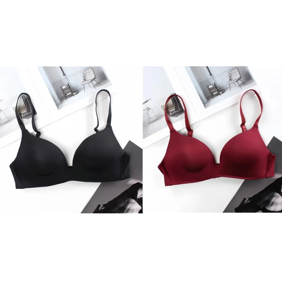 2Pcs/Set Push Up Bra Padded Bras For Women Underwear Non-wire Brassiere Sexy Lingerie Solid Color 3/4 Cup Comfort Intimates Aviola