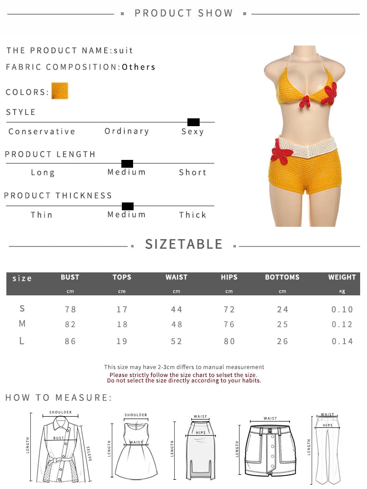 Nibber Party 2 Piece Set Women Swimsuit Applique Y2K Chic Bra Tops+Lapel Shorts Vacation Midnight Club Crochet Beach Outfits Aviola