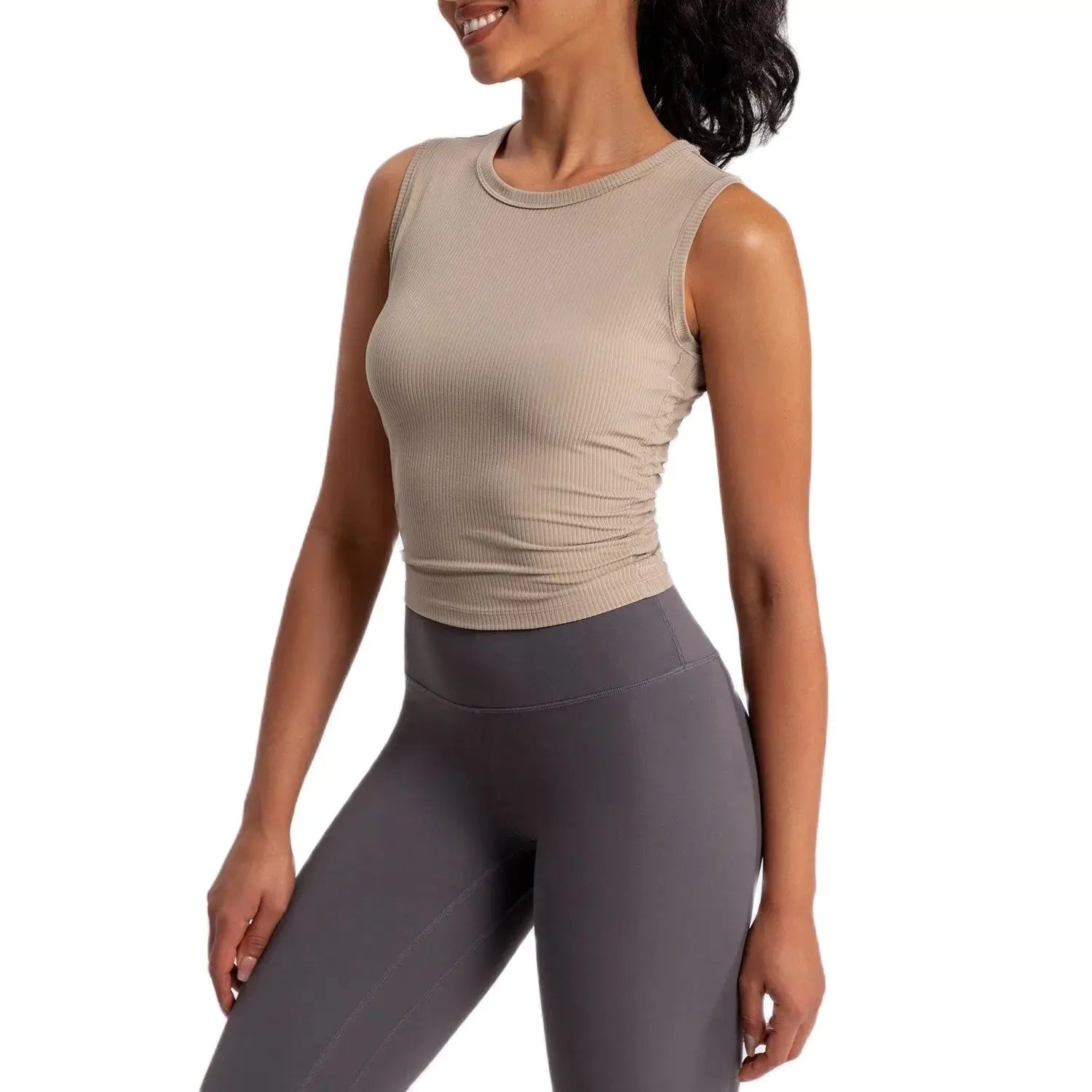 2024 Summer Women's Sports Vest Tank Vest Sleeveless Yoga Vest ruched Slim-fit Quick-dry Sports Tops Running Shirt Fitness Top Aviola