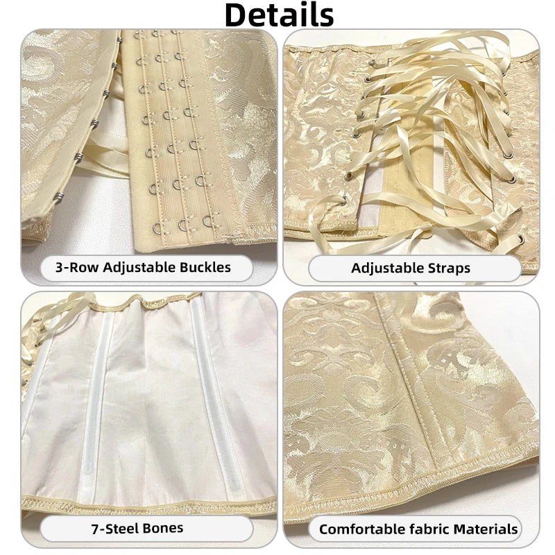 European Style Corset Shapewear Women with 3-Row Buckles Waist Trainer Bodice Slimming Bust Lifter Tight Fit Fashion Shaping Top Aviola