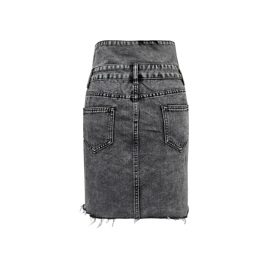 Denim Skirts Women Mid Length Skirt A Line Slim Mom Jeans Button Elegant Splice Y2k Temperament Casual Party Club Summer 2025 Aviola