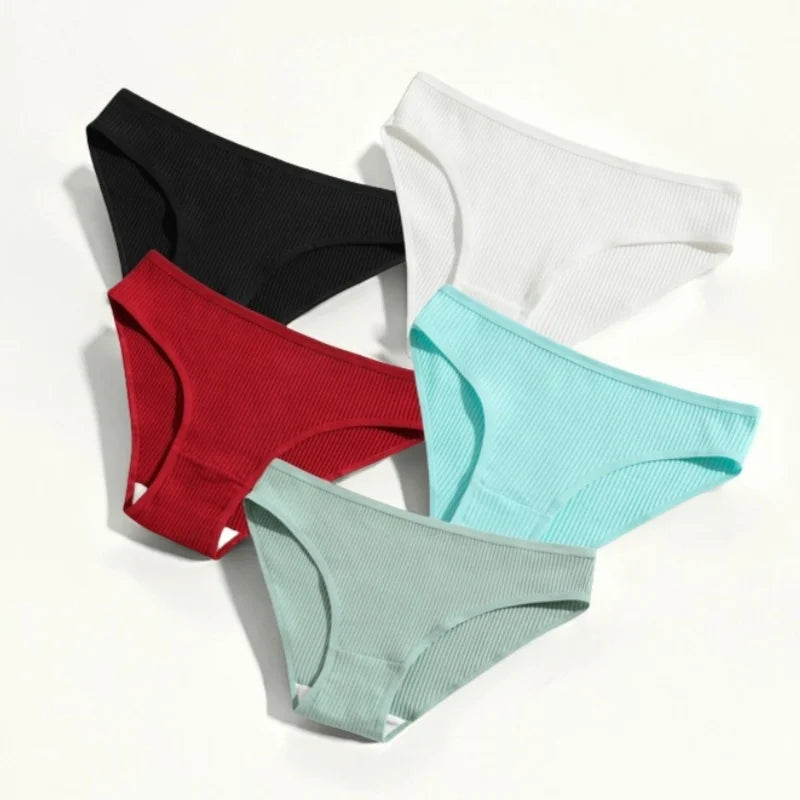 5Pcs/Set Women's Cotton Panties Sexy Underpants Solid Color Briefs Female Comfortable Stretch Soft Lingerie S-XXL Aviola