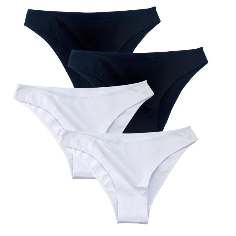 4Pcs/Set Cotton Panties Low Rise Briefs Solid Color Women Seamless Underwear Breathable Underpants Lingerie Comfy Intimate Aviola
