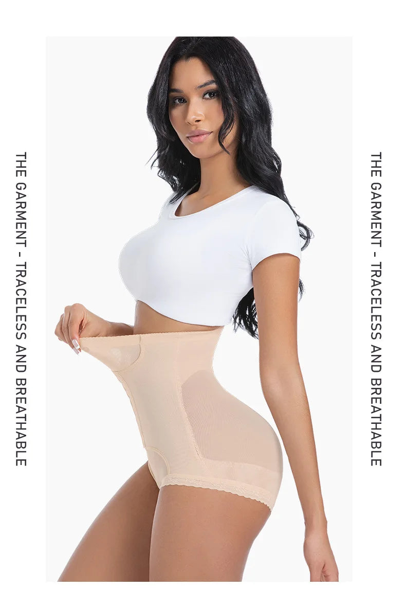 Women’s Waist Control Shapewear Panty with 3-Row Hooks Double Tummy Compression Mesh Butt Lifter High Waist Slimming Body Shaper Aviola