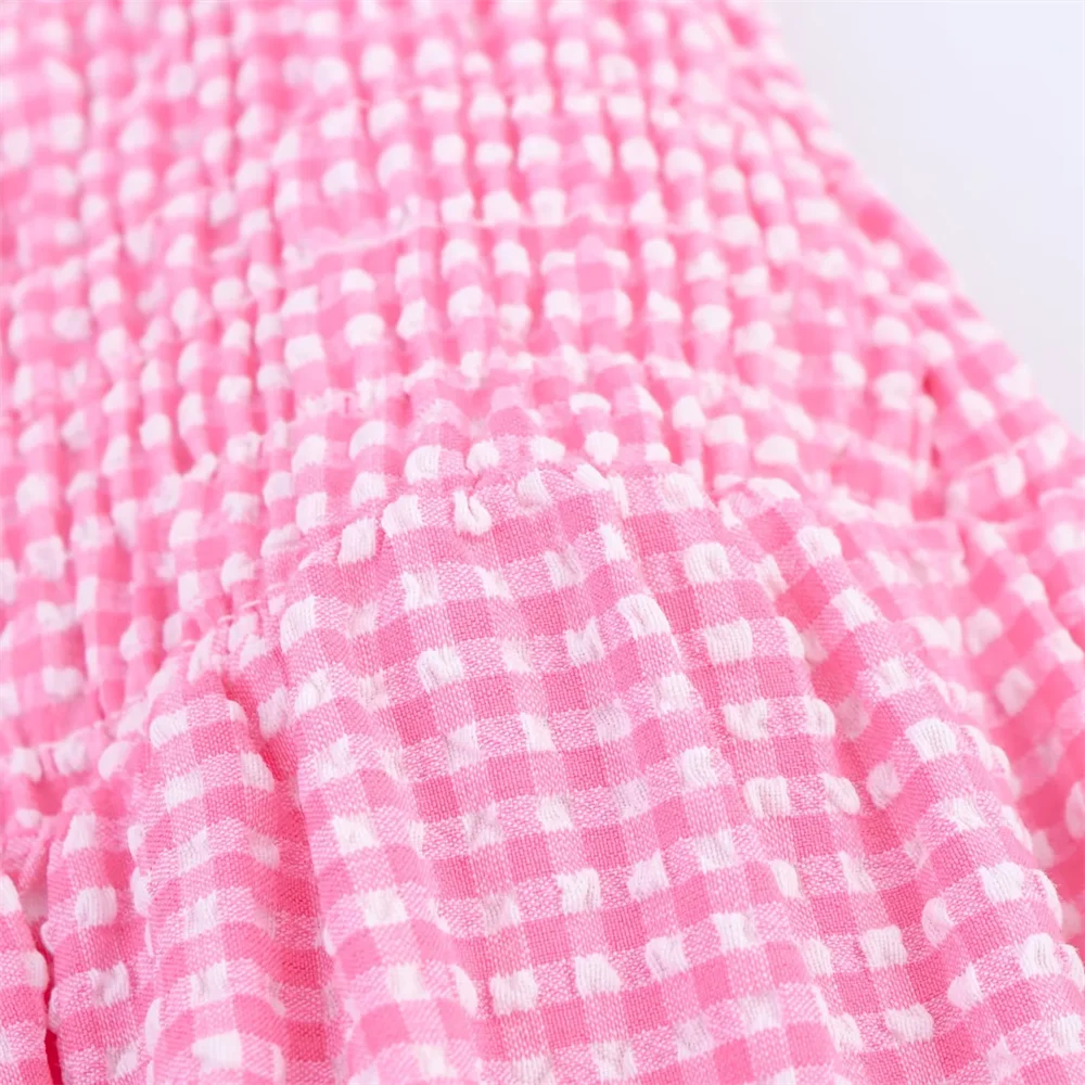 BM&MD&ZA2025plaid round neck sleeveless vest dress casual versatile stretch dress summer new women's clothing Aviola
