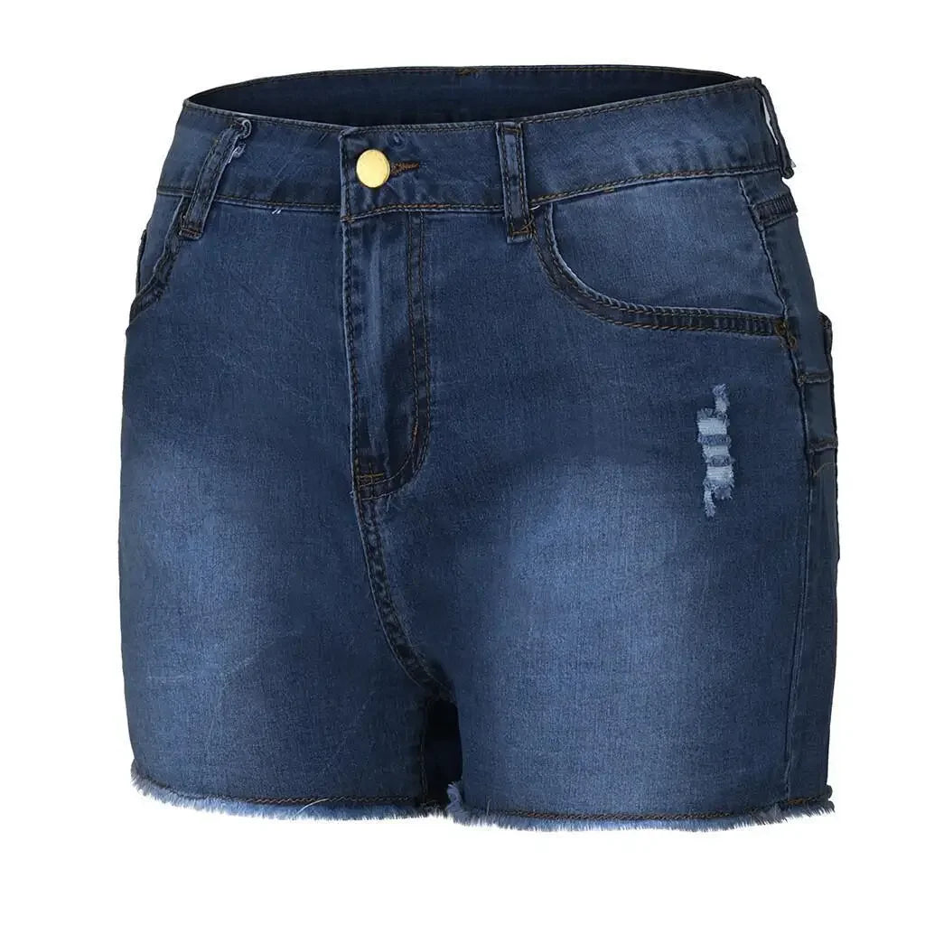 Shorts Denim Washed Women Jeans Tassel Solid High Waist Pockets Sexy Skinny Distressed 2025 Vintage Streetwear Spliced Aviola