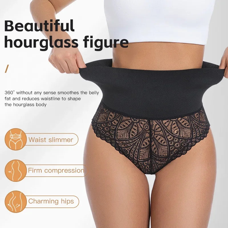 Women's Lace Tummy Control Panties High Waist Slimming Shaper Briefs Sexy Body Shapewear with Butt Lifting and Hourglass Fit Aviola