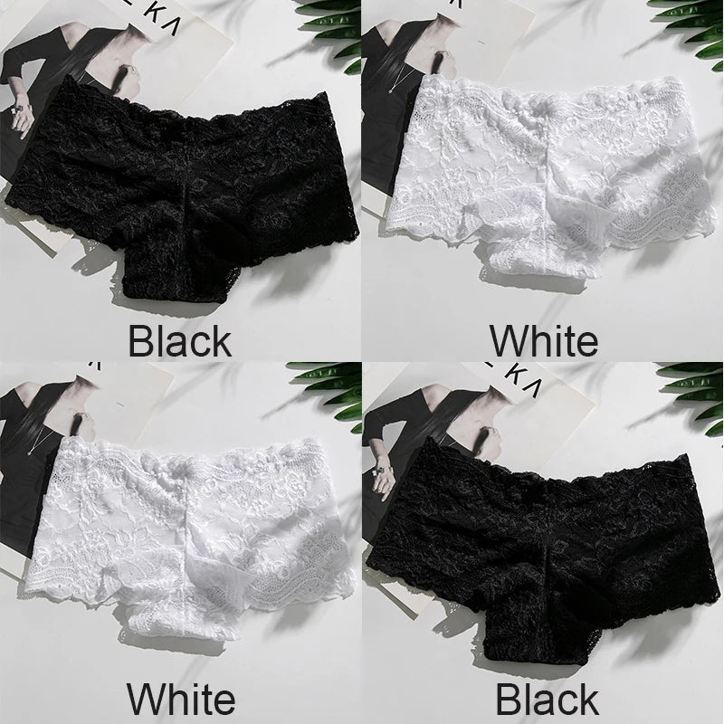 4PCS/Set Lace Women Panties Sexy Underwear Perspective Floral Hollow Out Briefs Female Underpants Breathable Ladies Lingerie Aviola