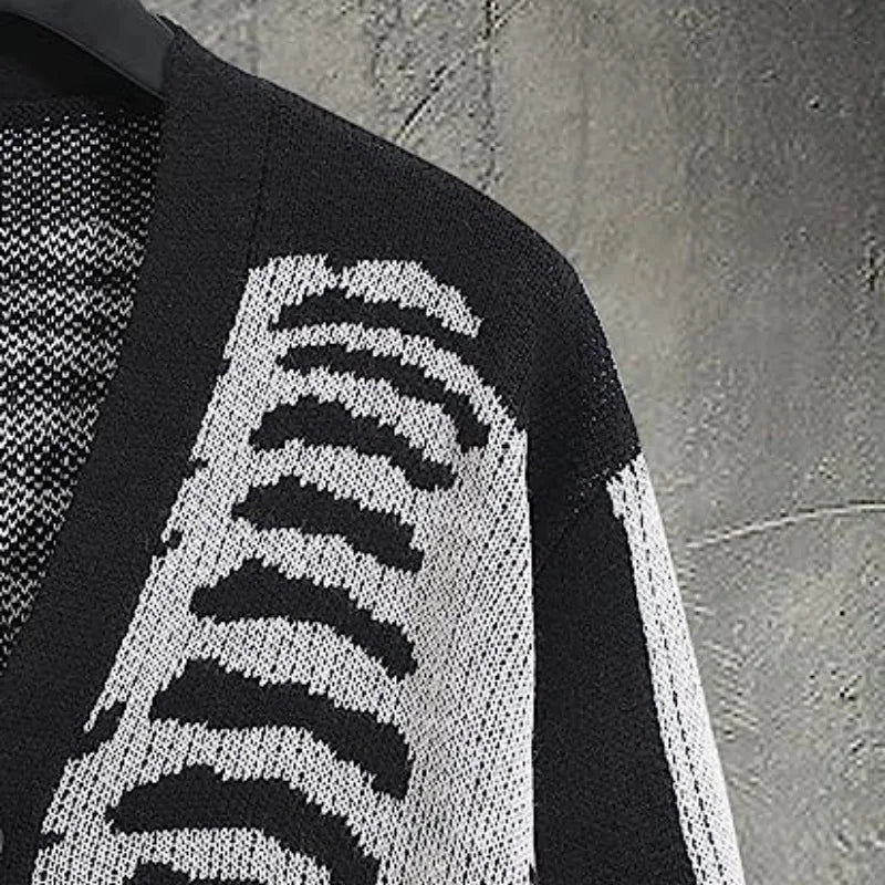 Autumn Winter Knit Sweater Coat 2023 Halloween Skull Knitted Cardigan Women Loose Female V Neck Coat Long Sleeve Tops Jacket Aviola
