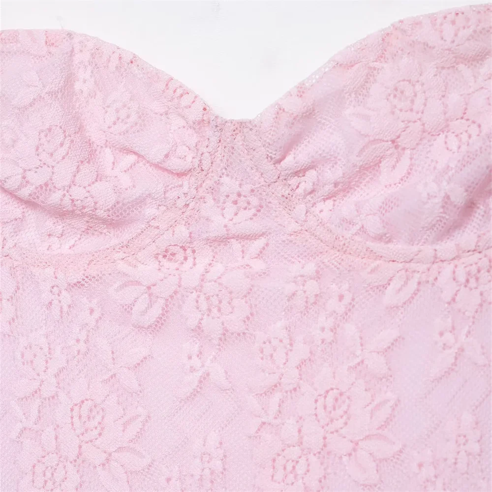 BM&MD&ZA2025lace satin textured stitching tube top suspender slim dress long dress summer women's wear Aviola