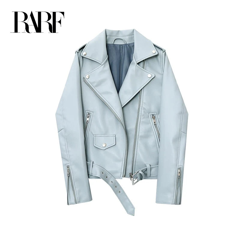 RARF Spring and Autumn 2024 The new belt detachable epaulet motorcycle jacket leather jacket Aviola