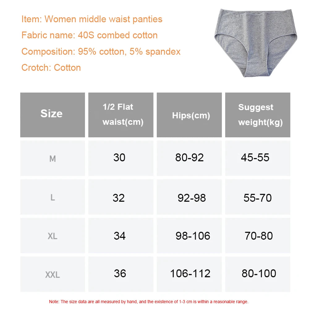 3pcs/Set Cotton Women's Panties Elastic Soft Panties Ladies Underwears Breathable Sexy Comfortable Mid Waist Briefs Lingerie Aviola