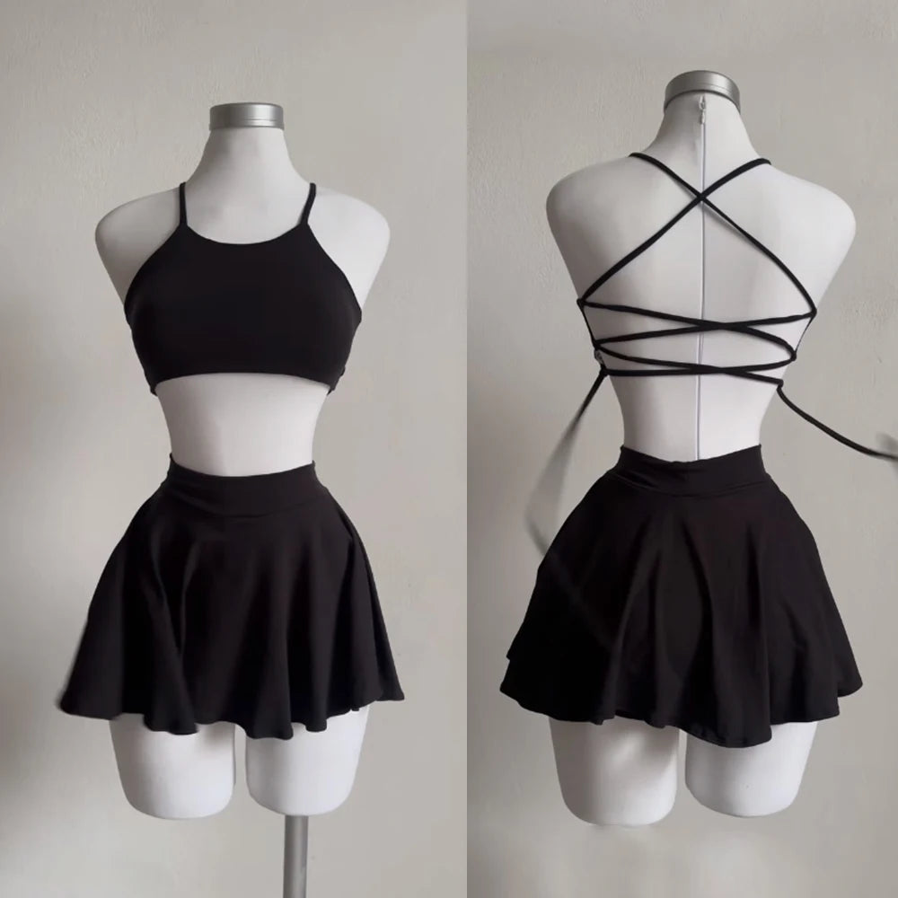Cross-border suspenders two-piece sexy suspenders halter halter skirt Aviola