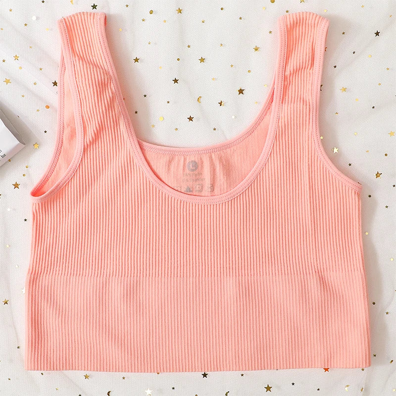 Seamless Bras For Women Streetwear Rib Sports Tank Top Sexy Lingerie No Pads Crop Top Female Fitness Underwear Aviola