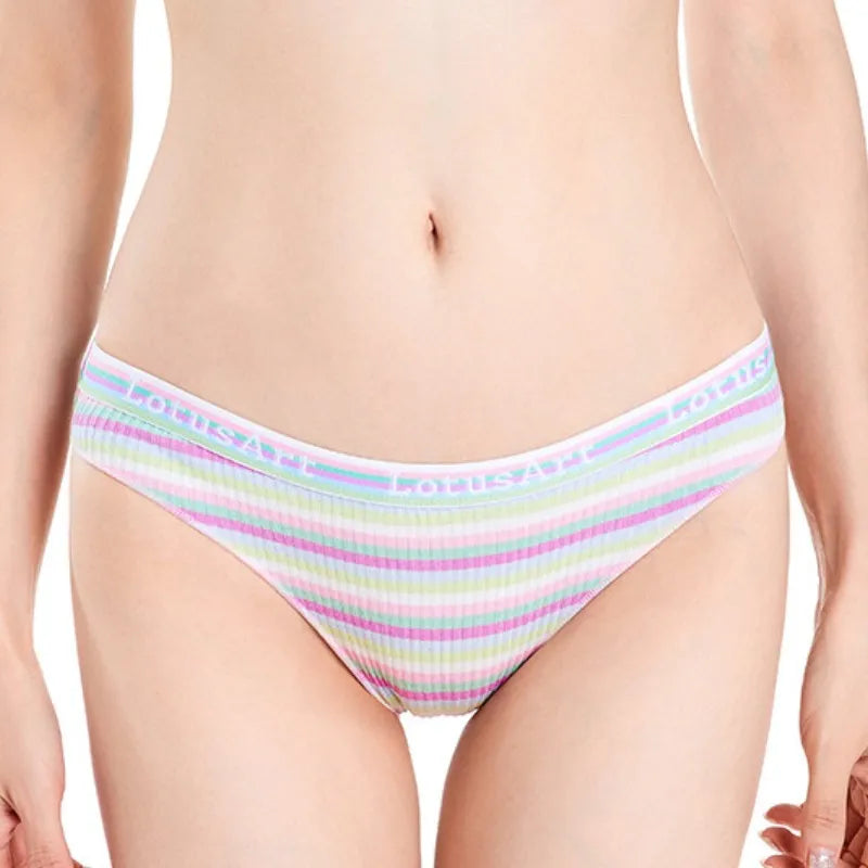6PCS/Set Cotton Panties For Women Striped Briefs Low Waist Bottoms Female Sports Underpants Seamless Underwear Sexy Lingerie Aviola